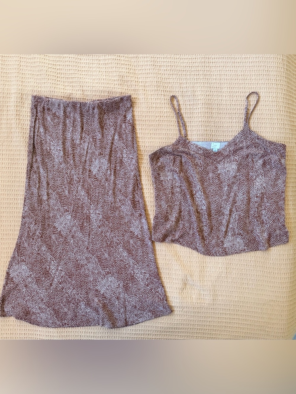 a new day Brown Printed Two-Piece Skirt Set